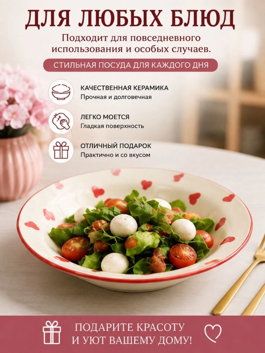 Керамическая форма с ручками, 1,5 л — для супа, салатов и различных блюд