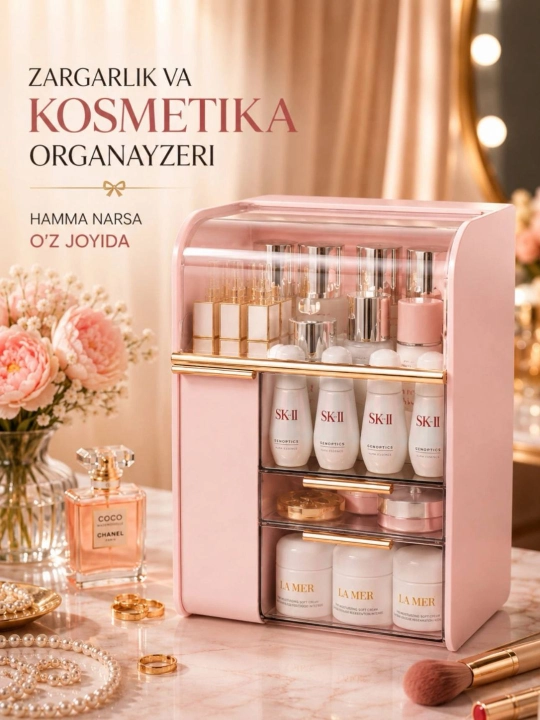 Органайзер с прозрачной крышкой и выдвижными ящиками - 