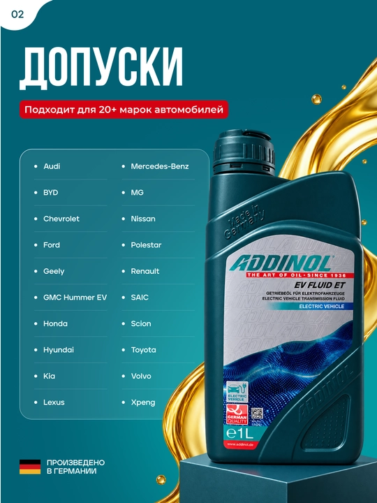 Трансмиссионное масло для электромобилей ADDINOL EV FLUID ET