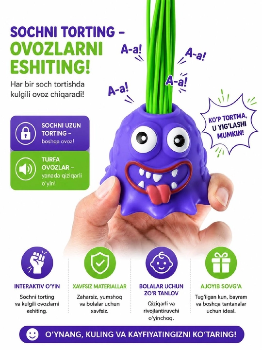 Ovozli o‘yinchoq, interaktiv o‘yinchoq, bolalar o‘yinchog‘i, tortib o‘ynaladigan o‘yinchoq - 