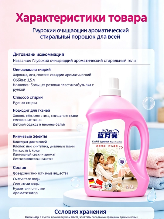 Гель для стирки большой объём защита цвета глубокая очистка долгий аромат