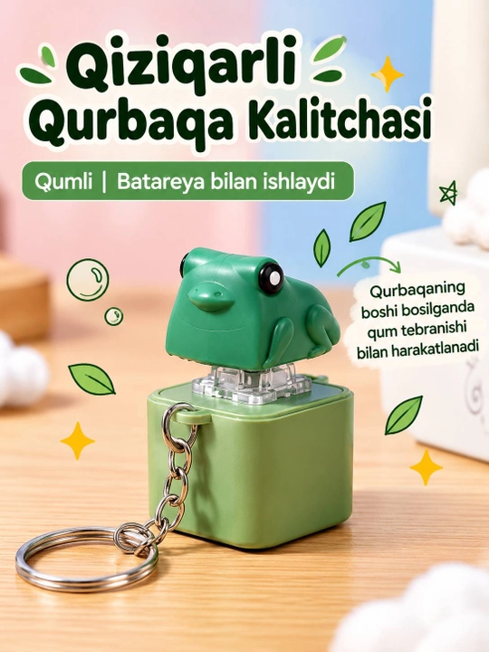 Qurbaqa kalitcha, qumli kalit iligch, harakatlanuvchi qurbaqa, kulgili kalit iligch, sovg‘a - 