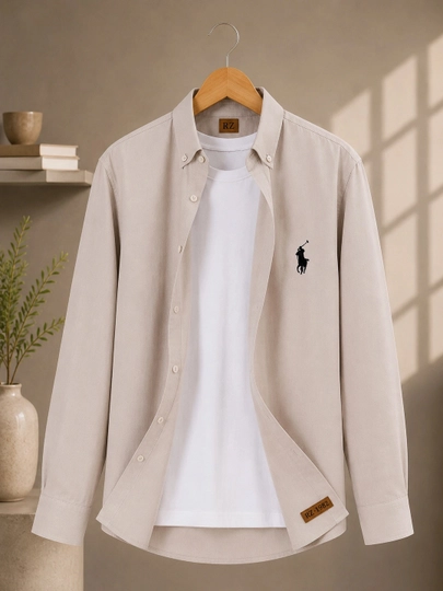 Мужская рубашка Polo Casual — свободный крой, легкая дышащая ткань - 