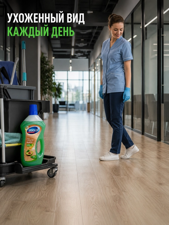 Средство для мытья ламината и панелей Sidolux Expert с маслом авокадо, 750 мл