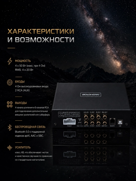 Goldhorn DSPA 206 — компактный 4-канальный усилитель AB-класса