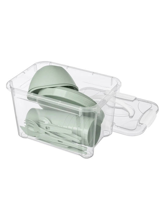 Piknik uchun idishlar to'plami Bytplast Optimum 27 buyum 6 kishilik konteynerli yashil