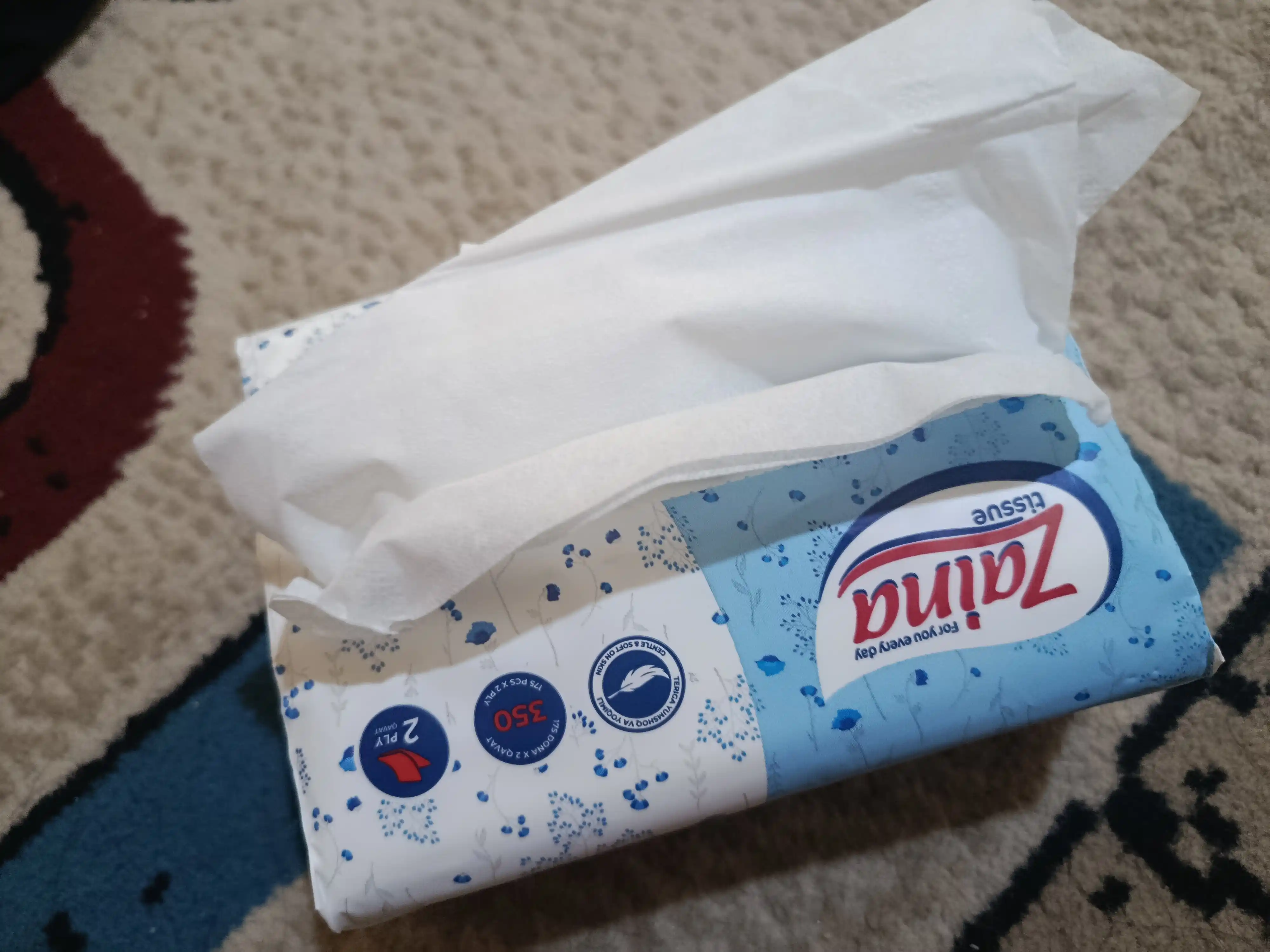 ZAINA gigiyenik salfetkalari, yuz va qo‘l uchun, 2 qavatli