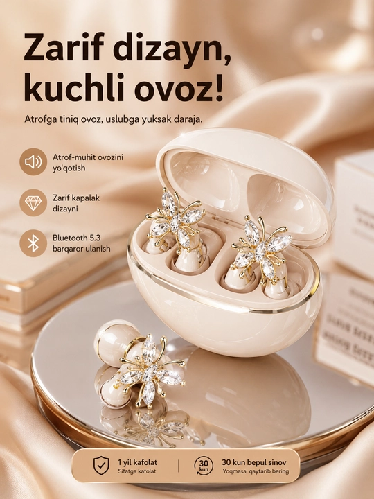 Ayollar uchun nafis premium simsiz quloqchin, Android va iPhone uchun
