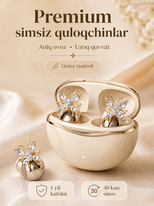 Ayollar uchun nafis premium simsiz quloqchin, Android va iPhone uchun