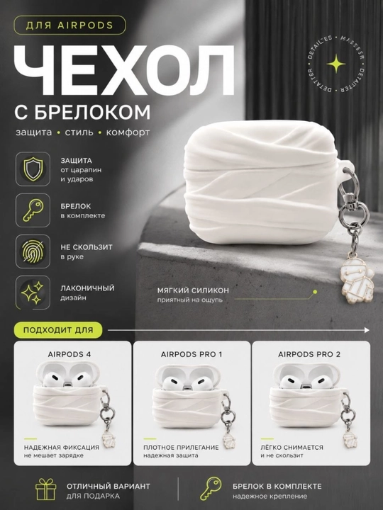 Чехол для беспроводных наушников AirPods pro 1, 2, AirPods 4 - 