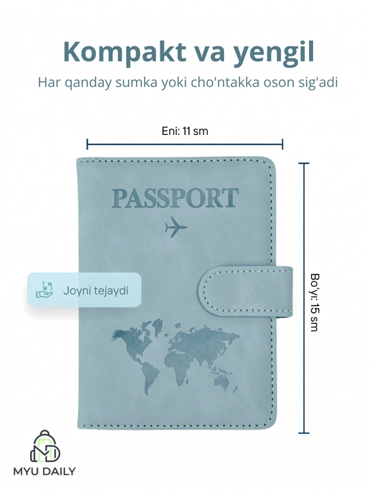 Eco-charm pasport qoplamasi — kartalar va dokumentlar uchun multifunksiyali chexol - 