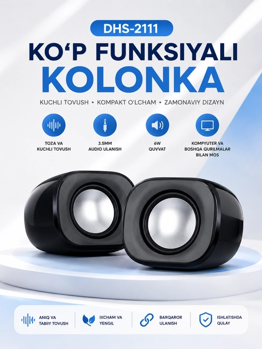 HP DHS-2111 multimedia kolonka – kuchli va tiniq stereo tovush - 