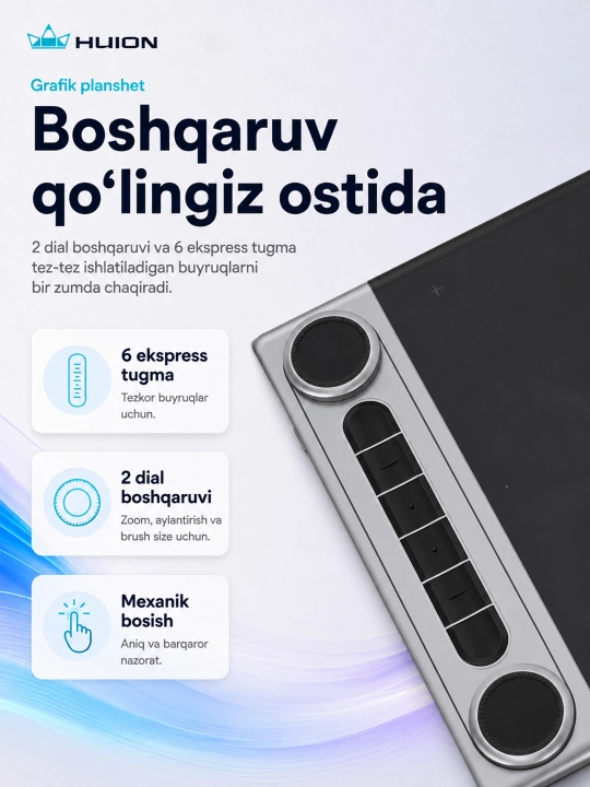 Grafik plansheti Huion Inspiroy Dial 2 Q630M , 10.5"x6.25", BT, USB-C, qora