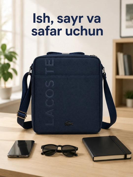 Мужская сумка через плечо с надписью LACOSTE, 30×30 см