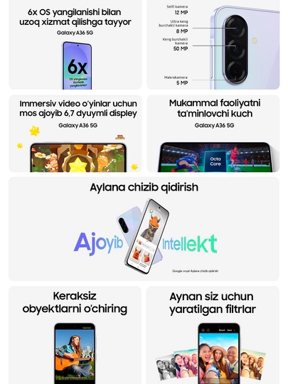 Smartfon Samsung Galaxy A36 5G, Super AMOLED 120Hz 6.7", 5000 mAh, 50 mp