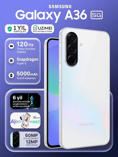 Smartfon Samsung Galaxy A36 5G, Super AMOLED 120Hz 6.7", 5000 mAh, 50 mp - 