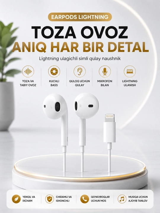 Simli quloqchinlar Lightning va Type-C ulagichli, iPhone va android smartfonlari uchun - 