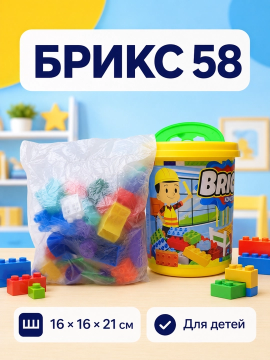 Блочный конструктор для детей,  деталей, в ведёрке лего блок - 