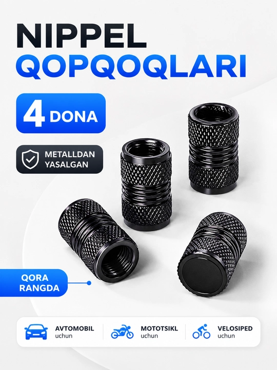 Metall va plastik nippel qalpoqchalari, 4–10 dona - 
