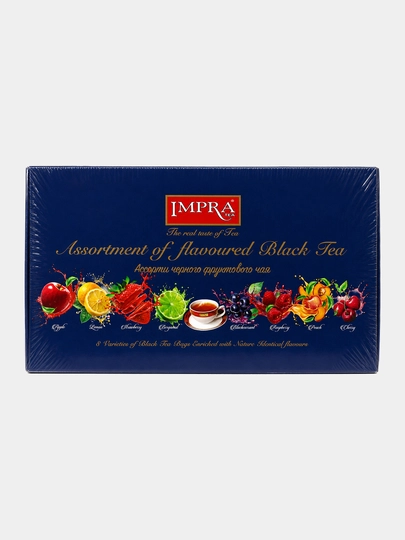 Чай IMPRA Ассорти чёрного фруктового чая, 8 вкусов, 80 пакетиков по 1,7 г