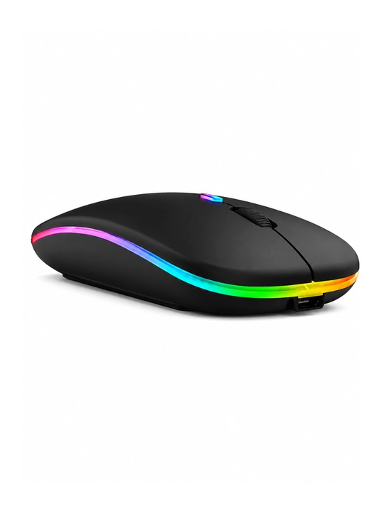 Беспроводная компьютерная мышь с RGB подсветкой, черная, USB