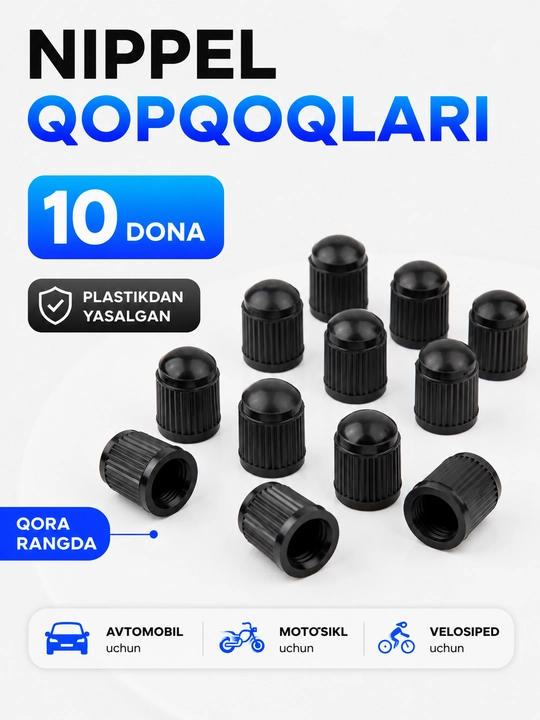 Metall va plastik nippel qalpoqchalari, 4–10 dona - 