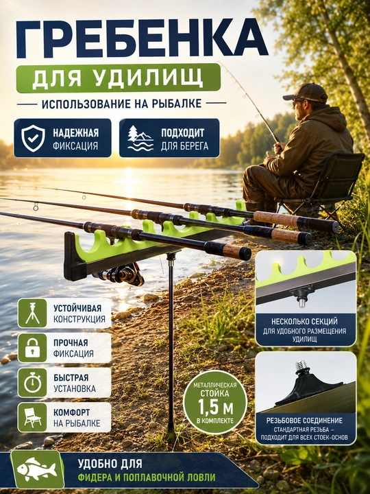 Подставка для удочки и спиннинга, телескопический держатель для рыбалки