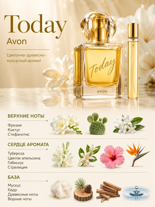 Atirlar ayollar Today Avon, ayollar parfyumi Todey, probnik atirlar 3-5-10-20-30-50 ml