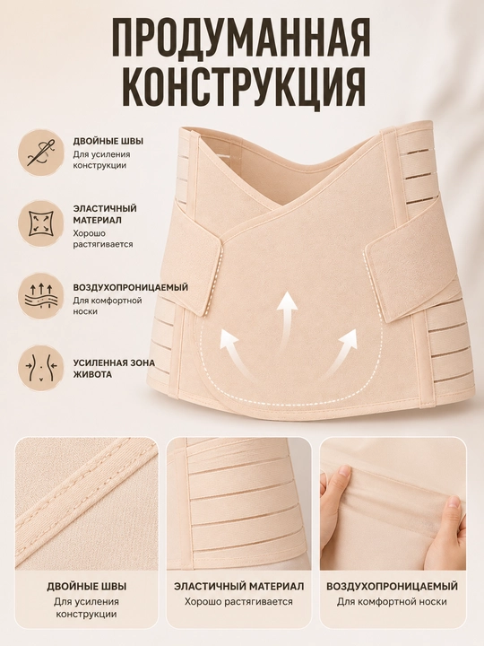 Послеродовой бандаж для живота утягивающий корсет с двойной фиксацией