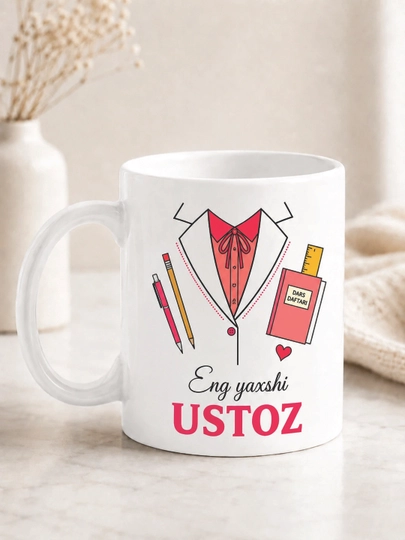 Kasb egalari va yaqin insonlar uchun sovg‘a krujka o'zbekcha, va ruscha yozuvli