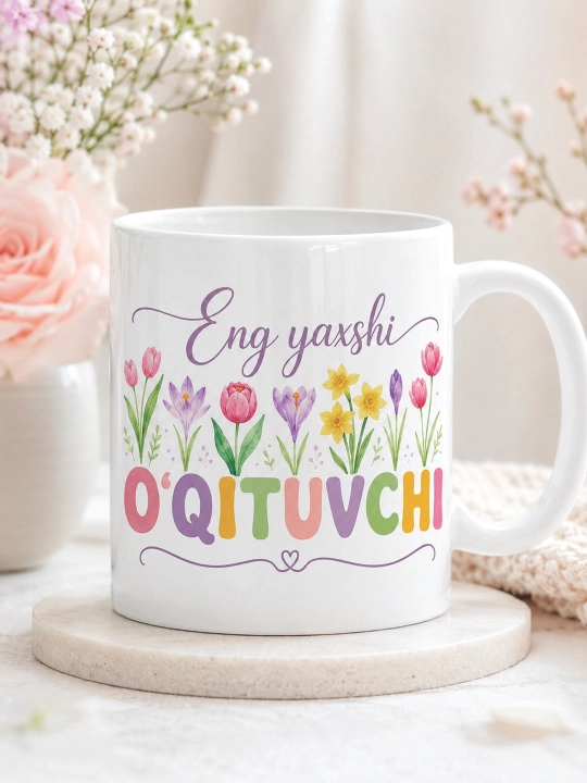 Kasb egalari va yaqin insonlar uchun sovg‘a krujka o'zbekcha, va ruscha yozuvli