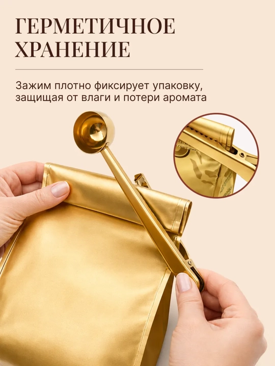 Ложка с зажимом, для кофе и чая