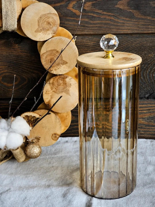 Стеклянный контейнер для фисташек, сладостей и снеков с декоративной крышкой
