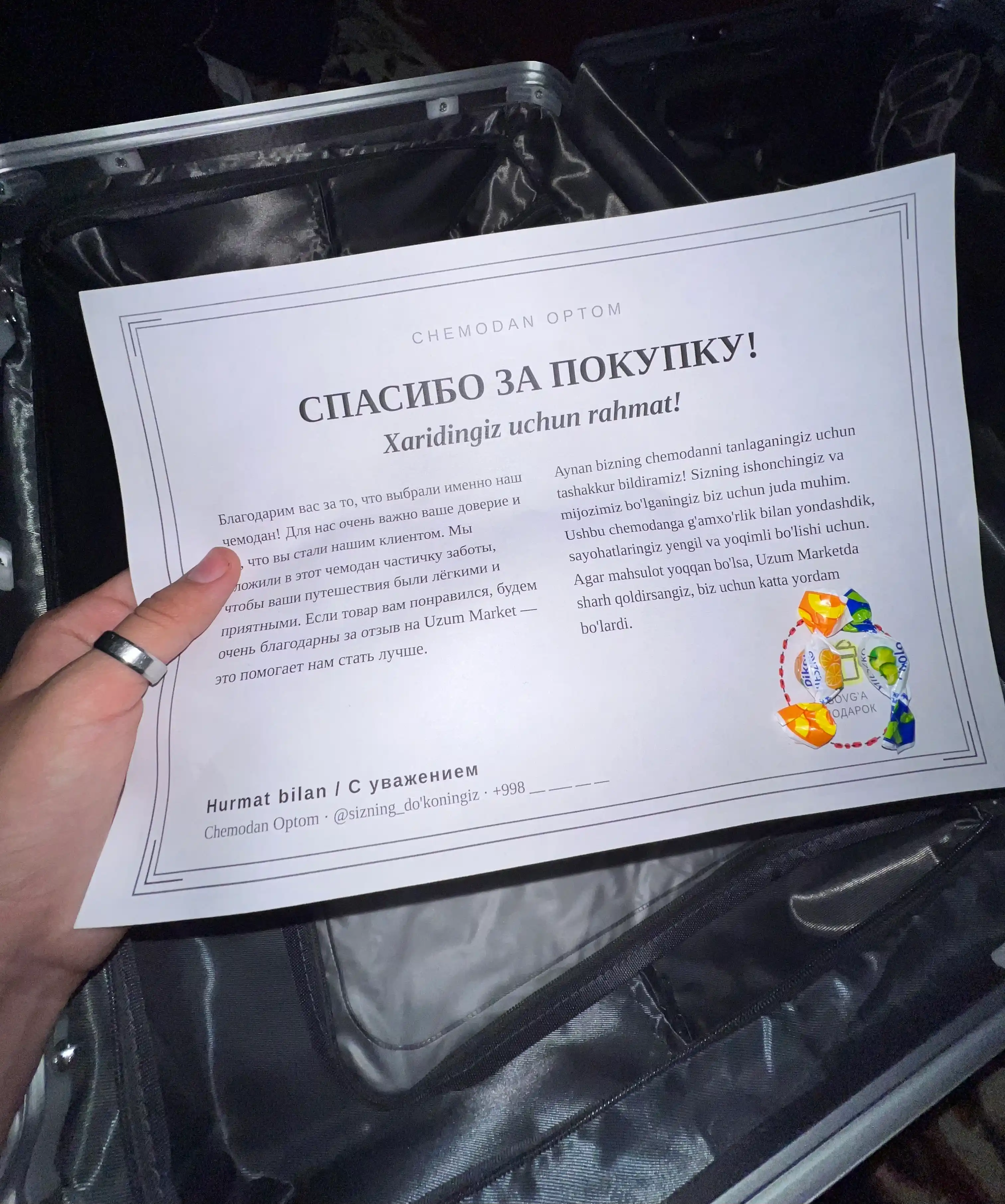 Sifatli polikarbonat chamadon M+, g‘ildirakli, bez shovqin, sayohat uchun, chemodan