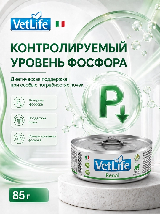 Farmina Vet Life Renal diet влажный корм для кошек для поддержки функции почек 85 гр