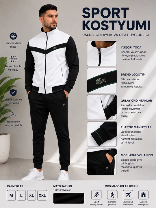 Erkaklar sport kostyumi, kuzgi sport kostyum - kurtka va shim - 