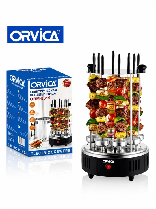 ORVICA ORM-8612 elektr kabob pishirgich, 1000 Vt, 6 ta shampurli - 