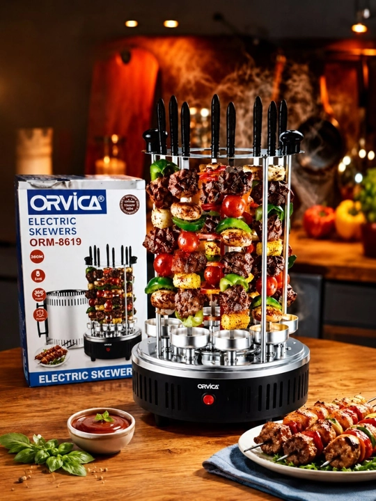 ORVICA ORM-8612 elektr kabob pishirgich, 1000 Vt, 6 ta shampurli