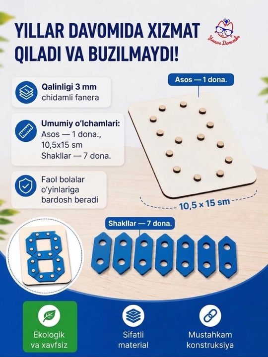 O'rgatuvchi yog'och geobard mazayka, mozaika va mozayka