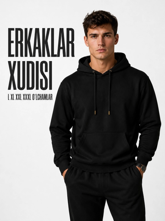 Erkaklar xudisi, kuzgi keng, oversize, erkin bichim, zamonaviy sport uslub, issiq   - 