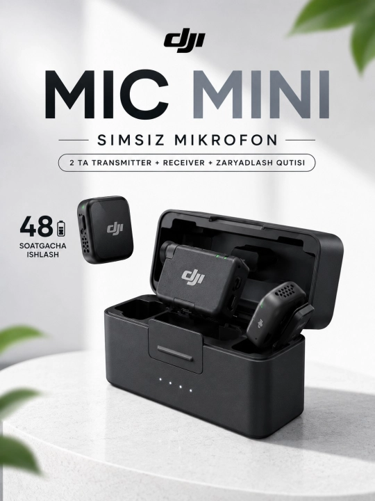 DJI Mic Mini беспроводной микрофон, 2 передатчика, ресивер, зарядный кейс для контента - 