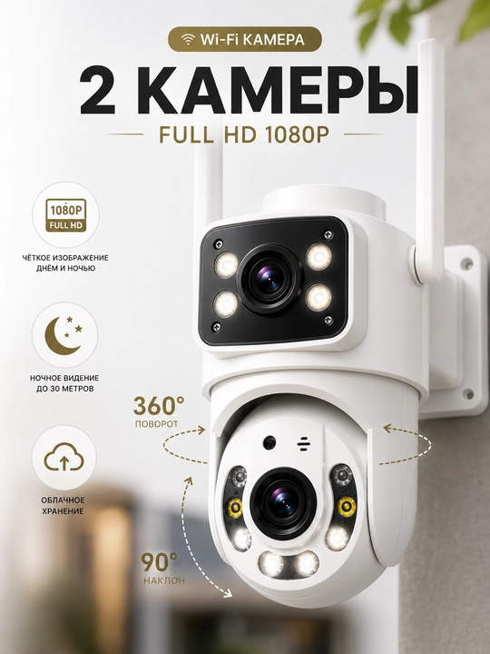 Kuzatuv kamerasi, Aqlli Wi-Fi kamera, 360° Full HD kamera - 