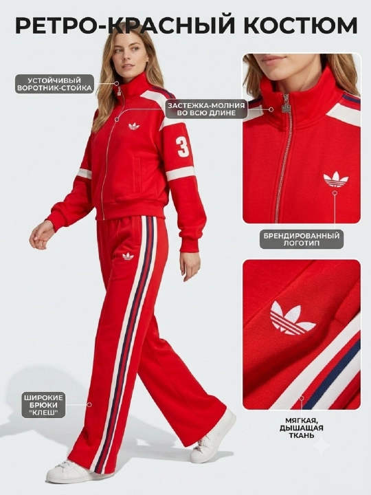 Ayollar sportivniy adidas ayollar kiyim, oversayz, sportivka, shim klyosh dvojka, trikotaj - 