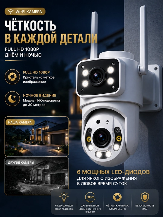 Камера видеонаблюдения, Умная Wi-Fi камера, камера 360 Full HD