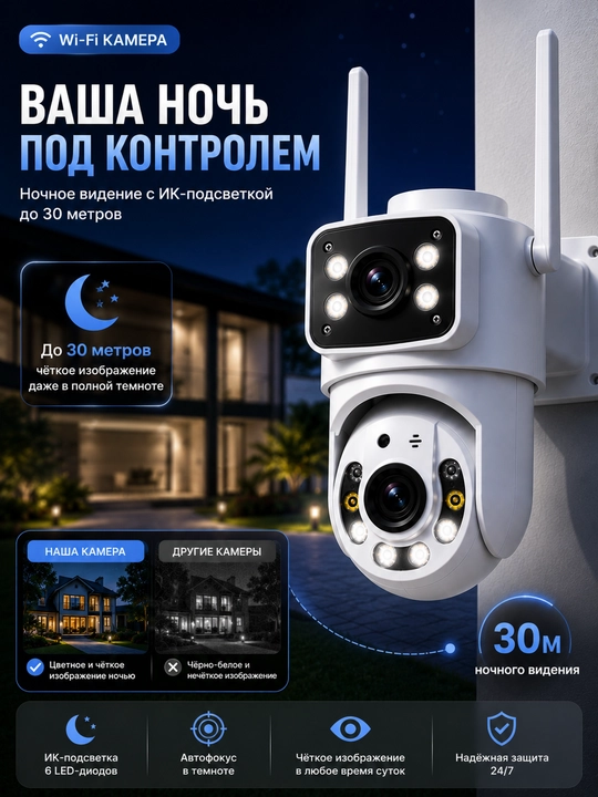 Камера видеонаблюдения, Умная Wi-Fi камера, камера 360 Full HD - 