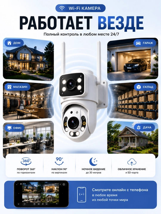 Камера видеонаблюдения, Умная Wi-Fi камера, камера 360 Full HD