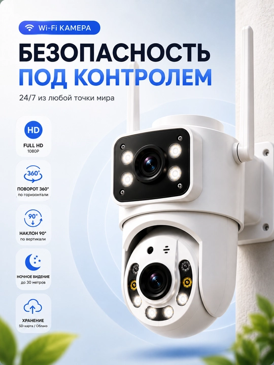 Kuzatuv kamerasi, Aqlli Wi-Fi kamera, 360° Full HD kamera - 