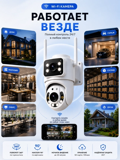 Камера видеонаблюдения, Умная Wi-Fi камера, камера 360 Full HD