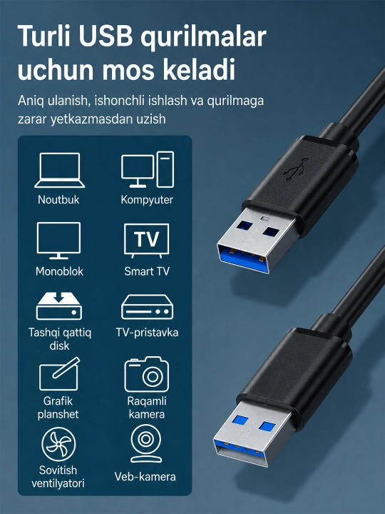 Удлинительный кабель USB 3.0, папа–папа