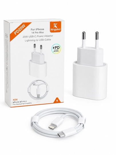 Kingdko 20W USB-C tez zaryadlovchi adapter Lightning kabel bilan